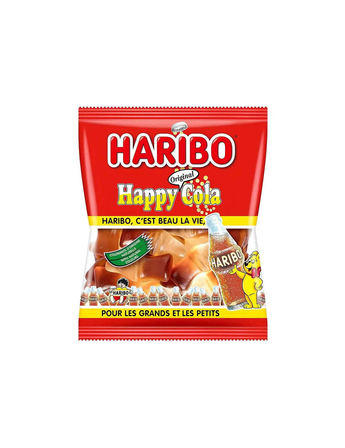 Vrečka bomboni Haribo Happy Cola za otrok in odrasli rdeča