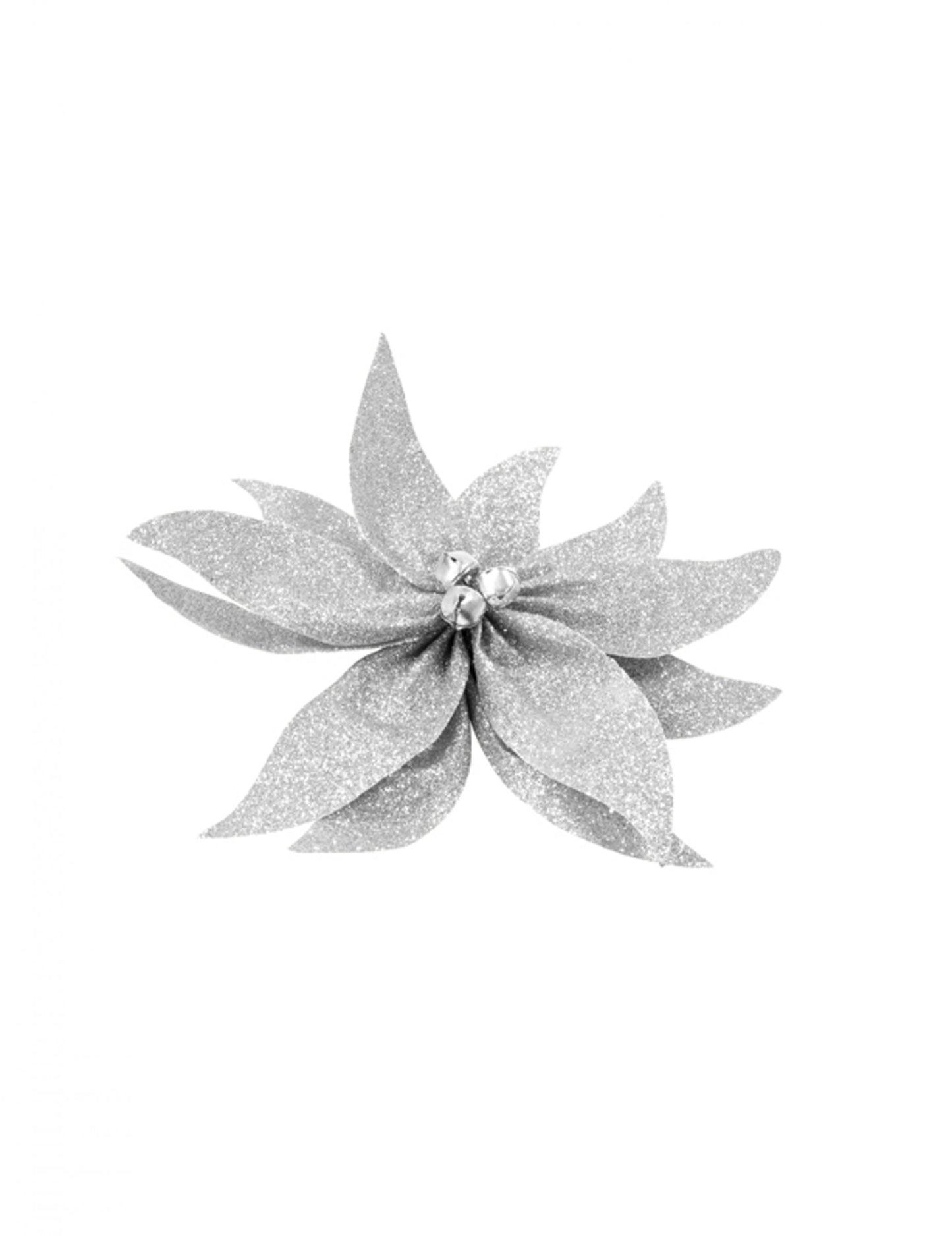 Pentlja iz božične zvezde s srebrnimi bleščečimi zvončki 20 cm Božični okraski