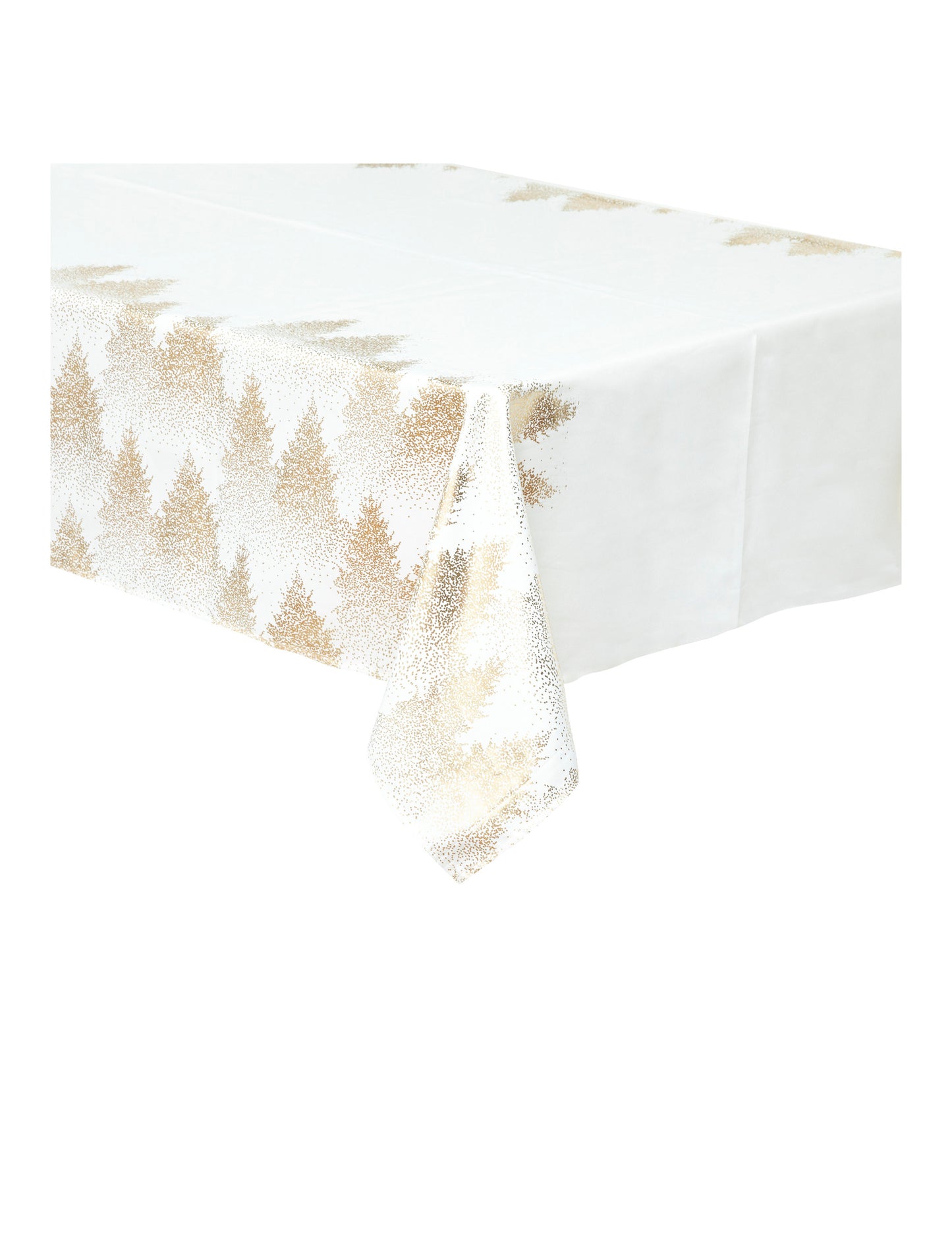 Bel in zlat kosmičen prt z motivom jelke, 140 x 240 cm poliester