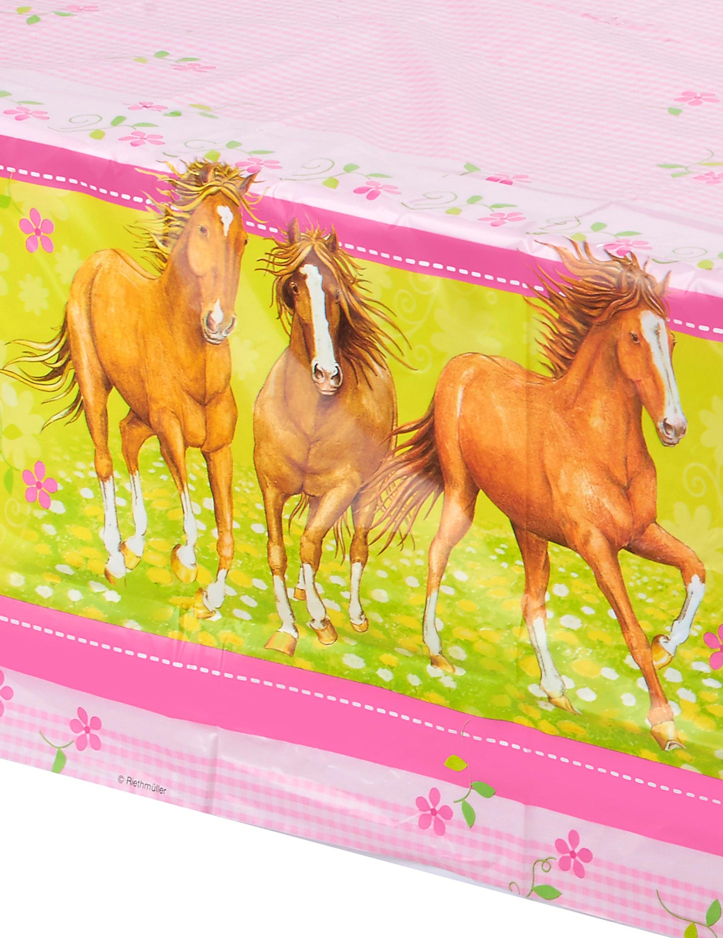 Détail de l'illustration des chevaux galopant de la nappe Chevaux