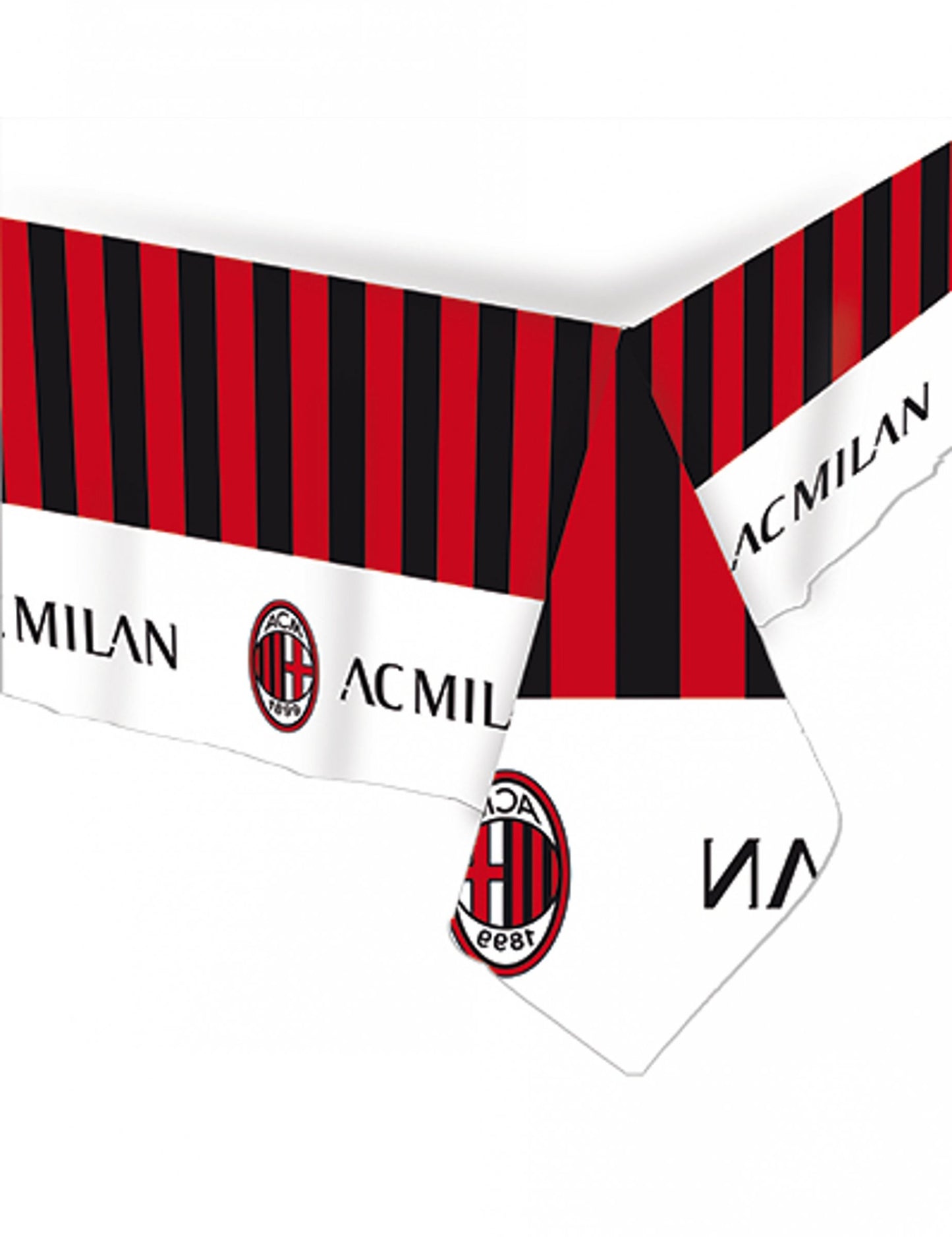 Nappe en papier AC Milan pour fête rouge et noir à rayures avec logos