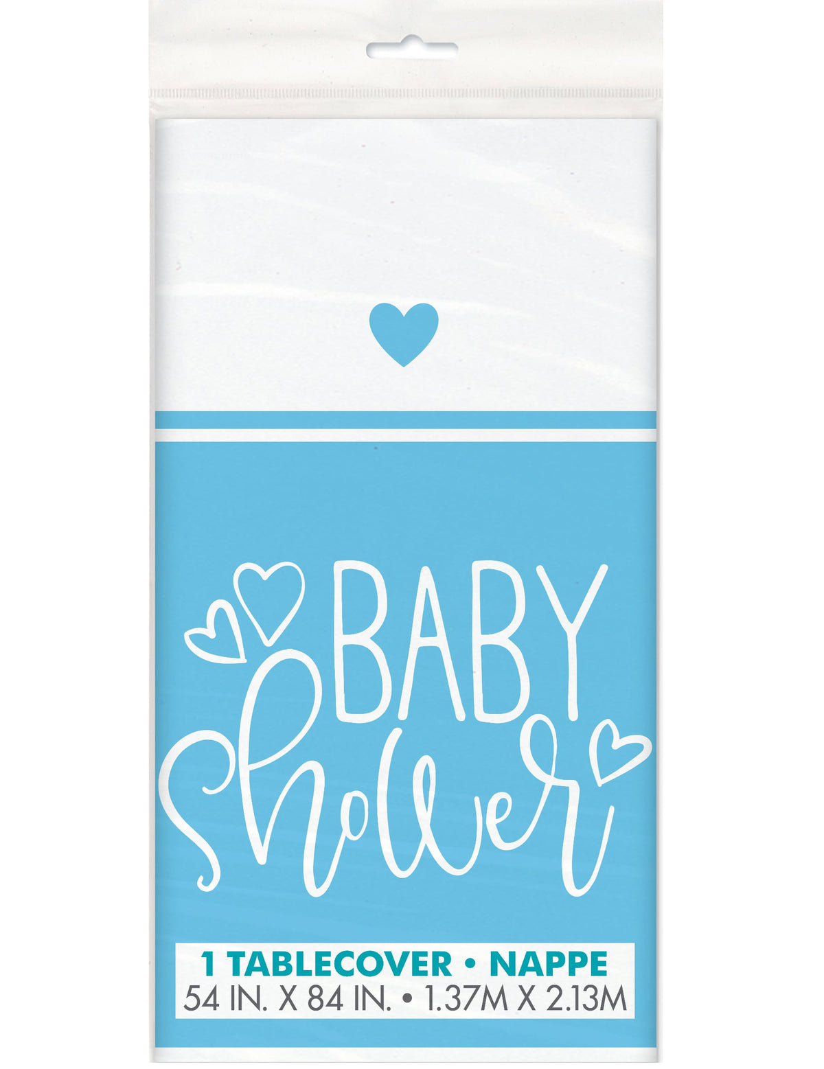 Plastični prt za baby shower za modro in belo zabavo