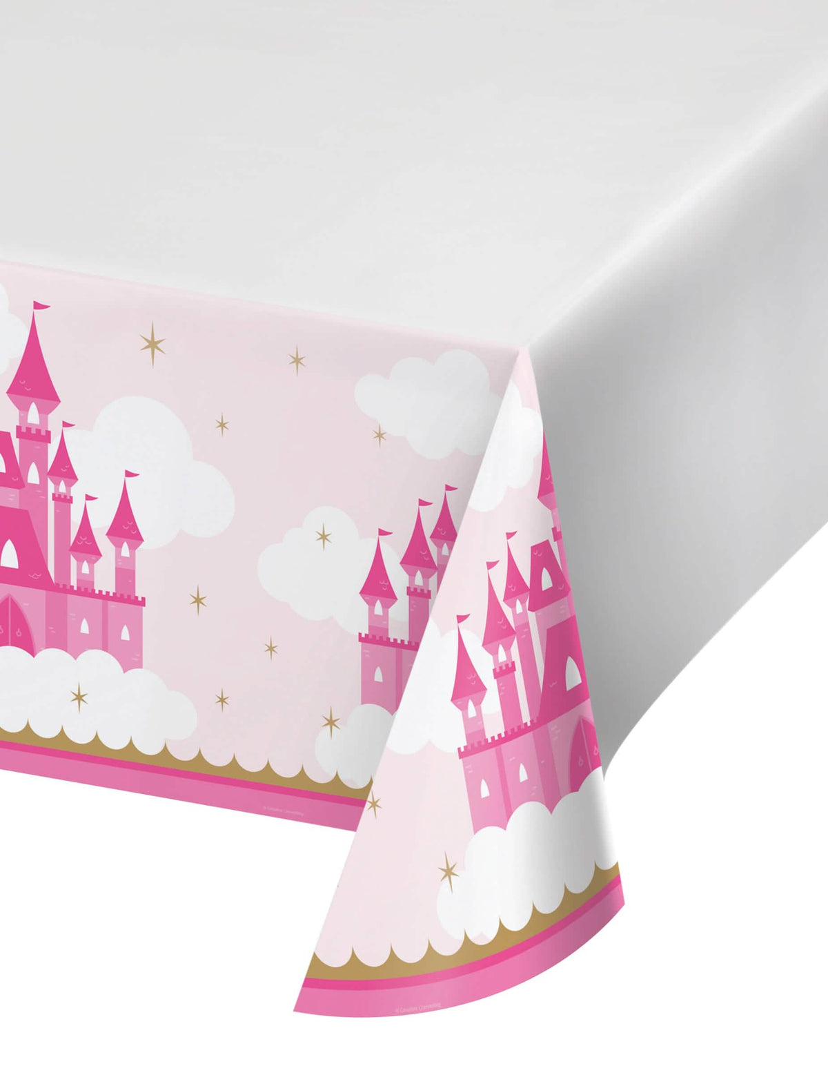 Plastični prt z gradom princese za otroke roza in zlata