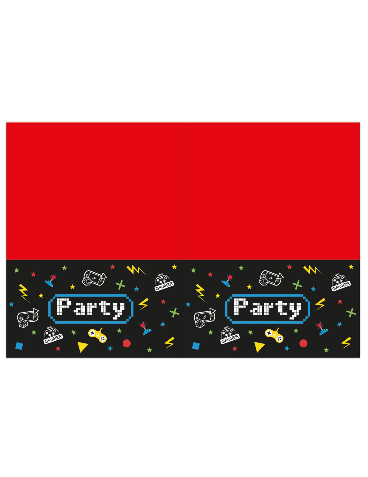 Nappe en plastique Gaming Party rouge et noire avec motifs manettes pixelisées