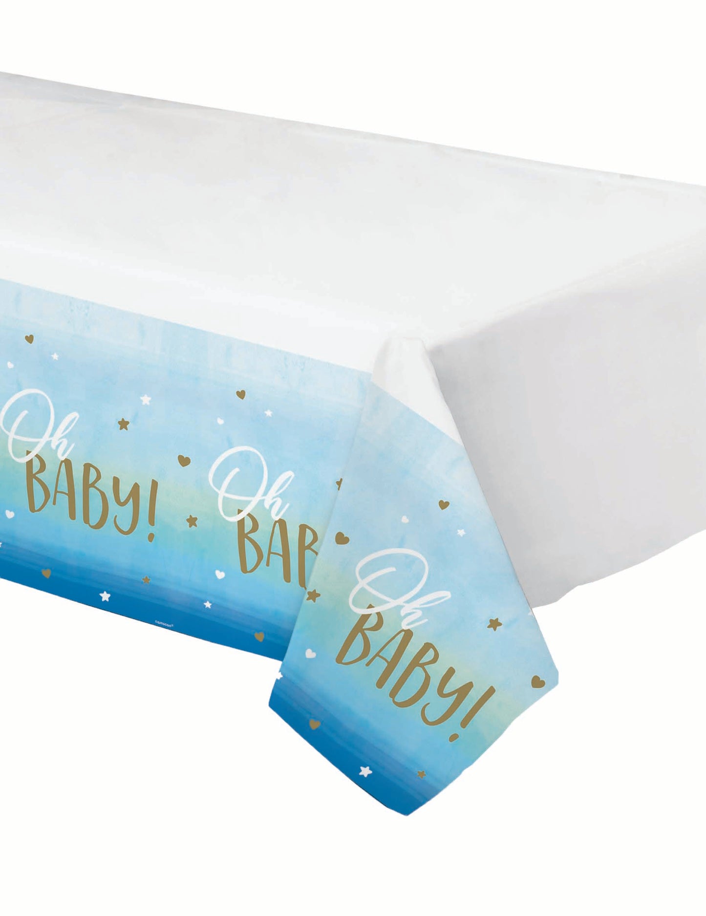 Plastični prt, oh baby, modro-zlati, 137 x 259 cm za otroško zabavo