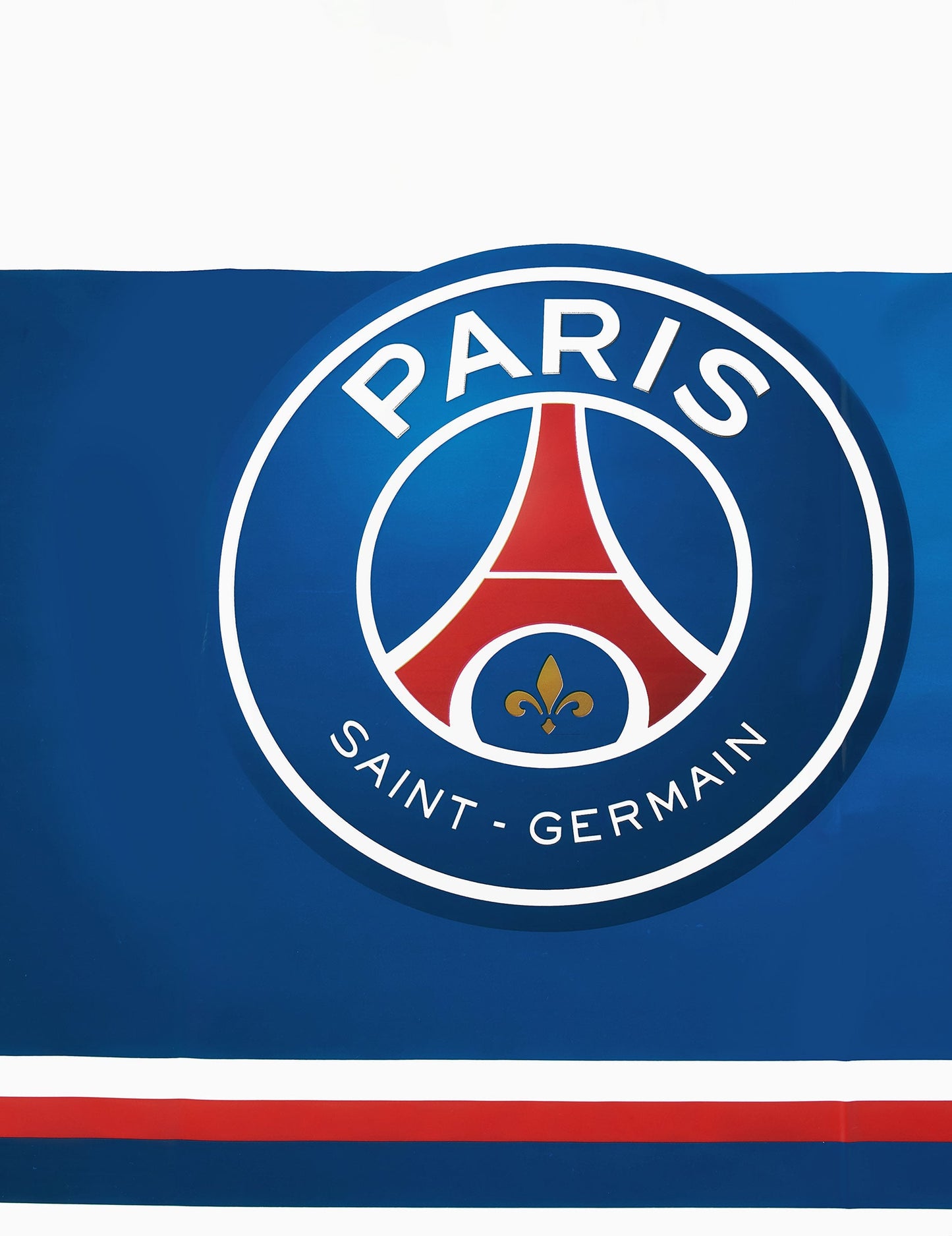 Gros plan sur le logo de la nappe en plastique PSG