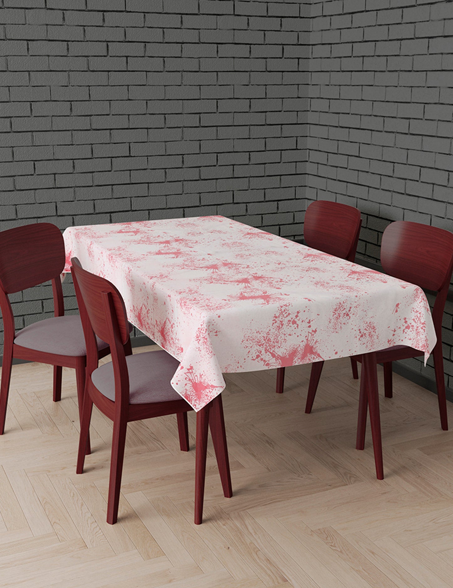 Mise en situation de la nappe en tissu Halloween ensanglanté