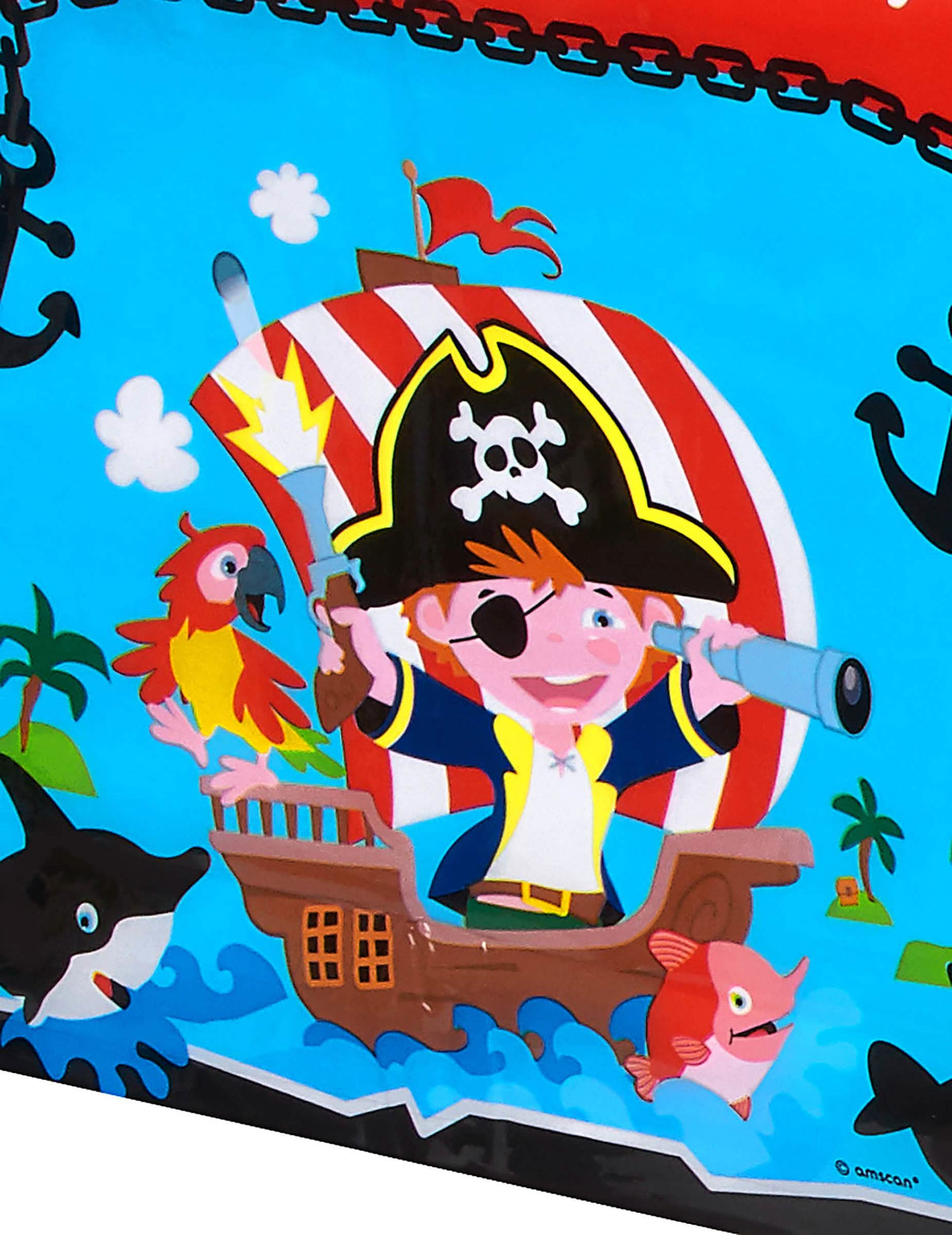 Velik načrt ilustracije plastičnega prta za rojstni dan s pirati