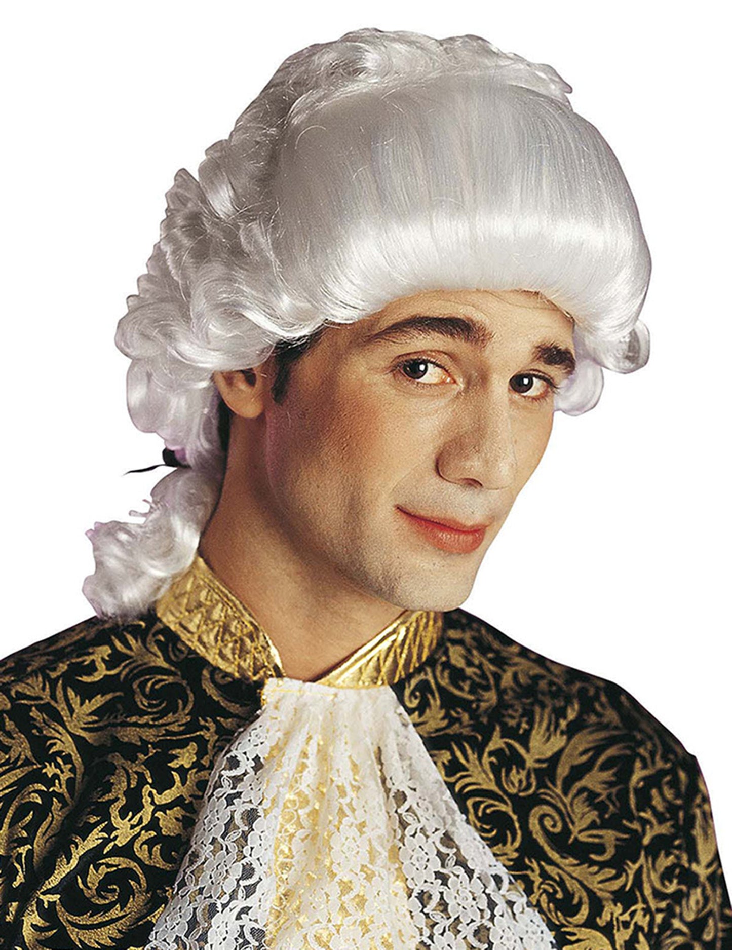 Baročna perika za odrasle bela z kodri