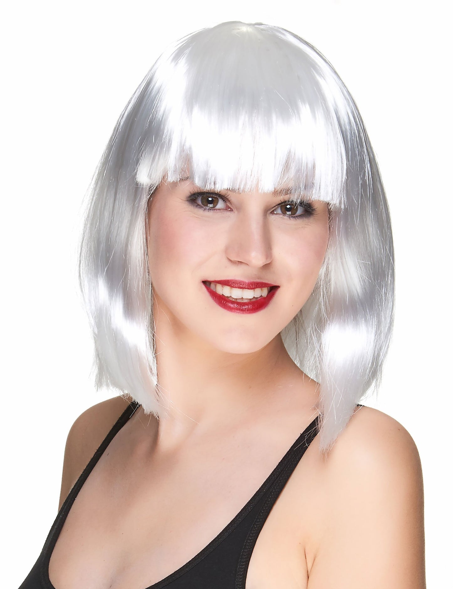 Ženska bela babiška kvadratna lasulja