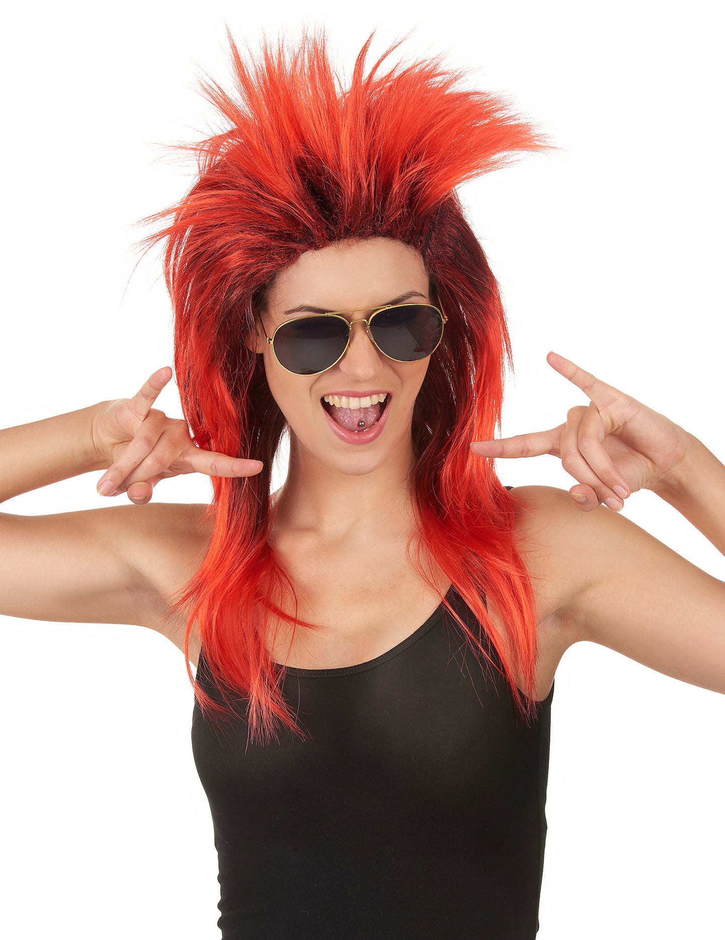 Rdeča in črna ženska pevka Woman