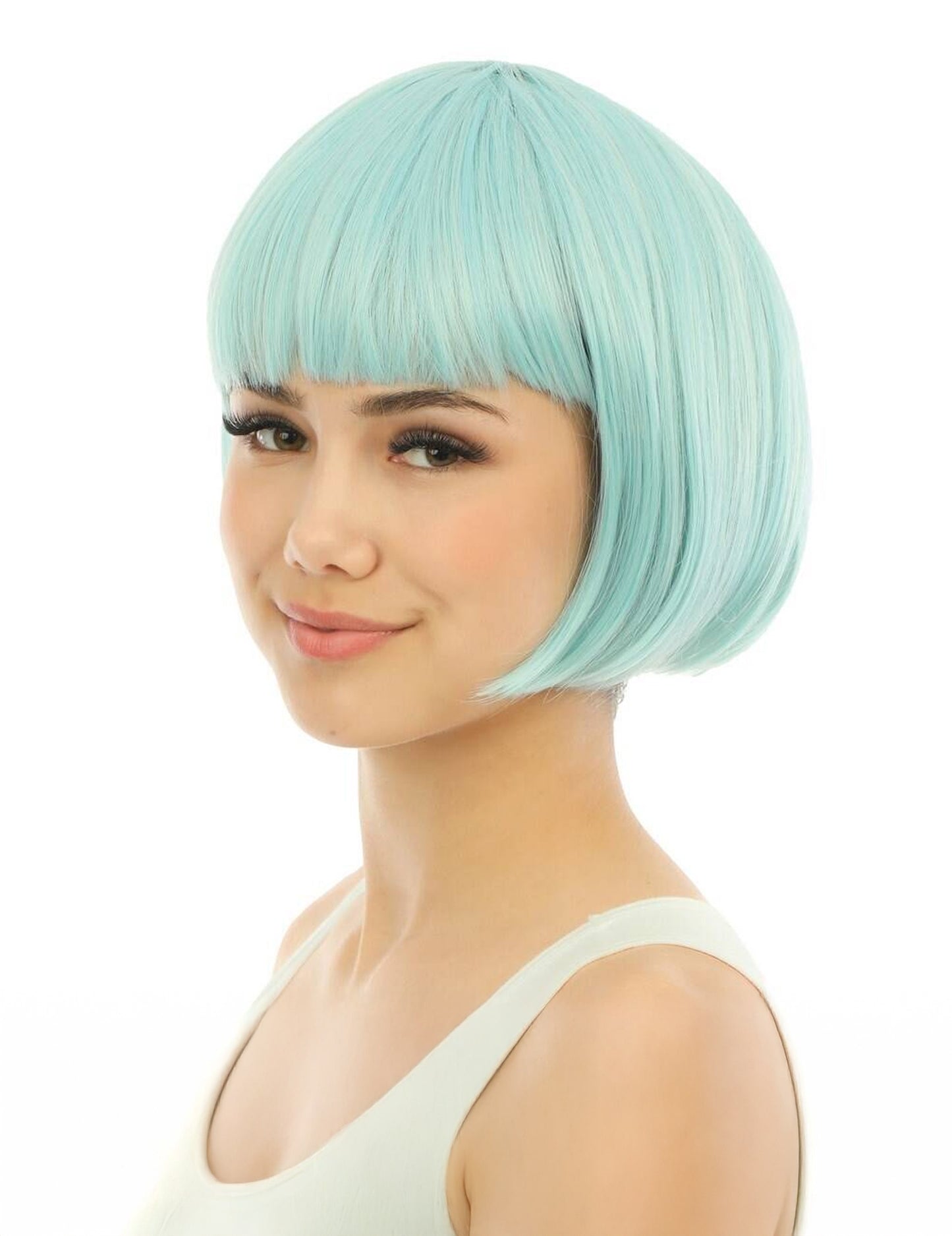 Perruque courte bleu pastel luxe adulte