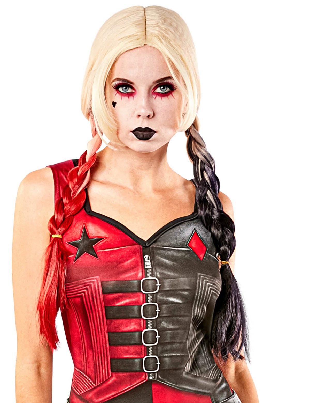Lasulja Harley Quinn Suicide squad 2 za ženska blond z rdečimi in črnimi kitami