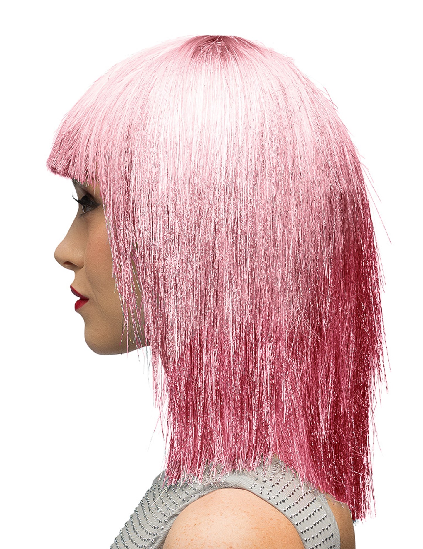 Perruque irisée rose femme