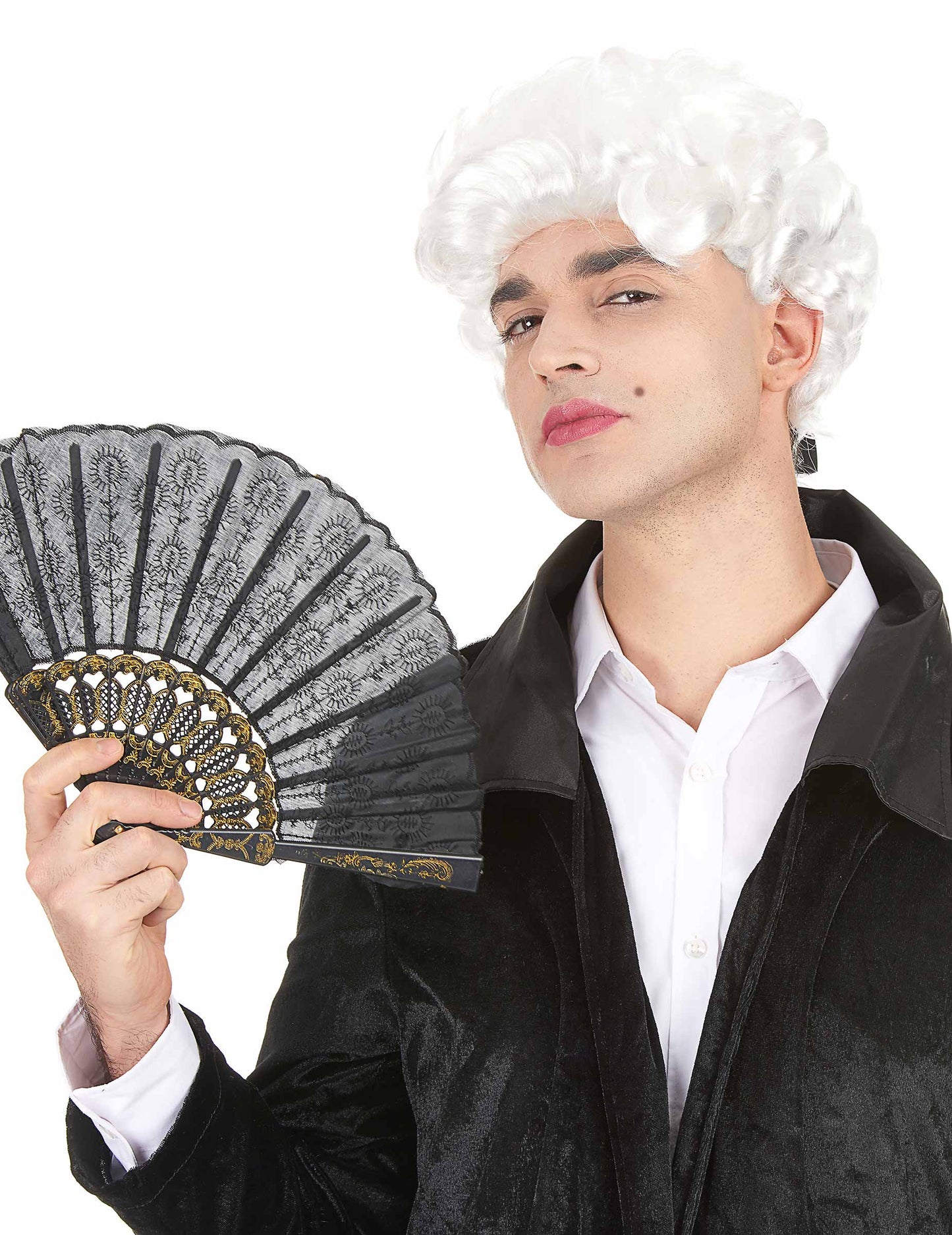 Moška bela markizna lasulja