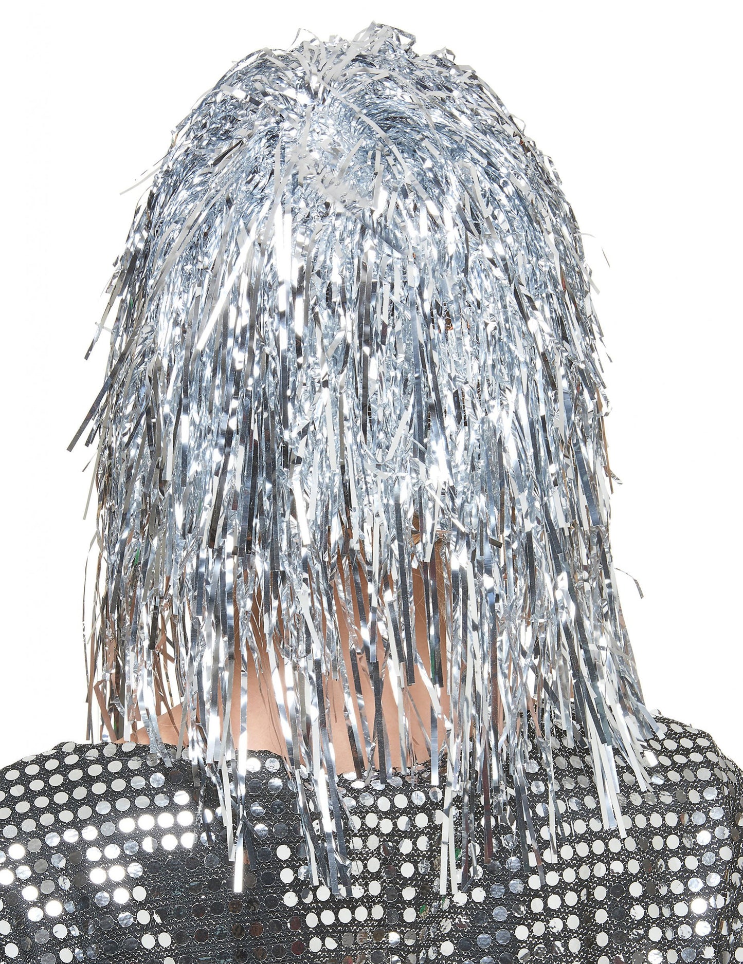 Srebrna kovinska lasulja z odraslimi šiška