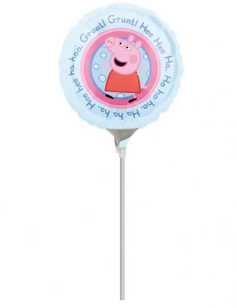 Aluminijast balon Pujsa Pepa za otrok modra in roza na palici