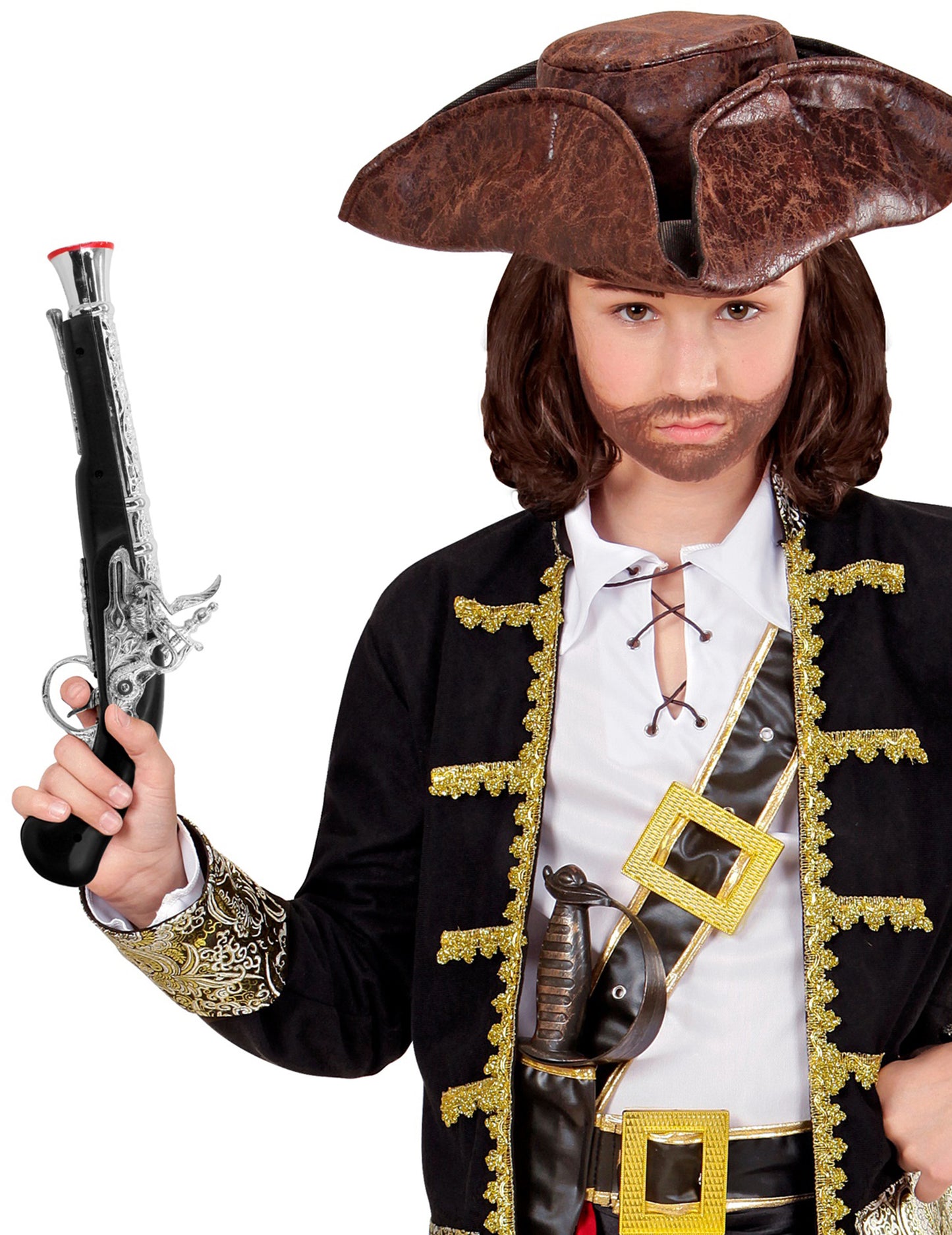Črna plastična piratska pištola 34 cm