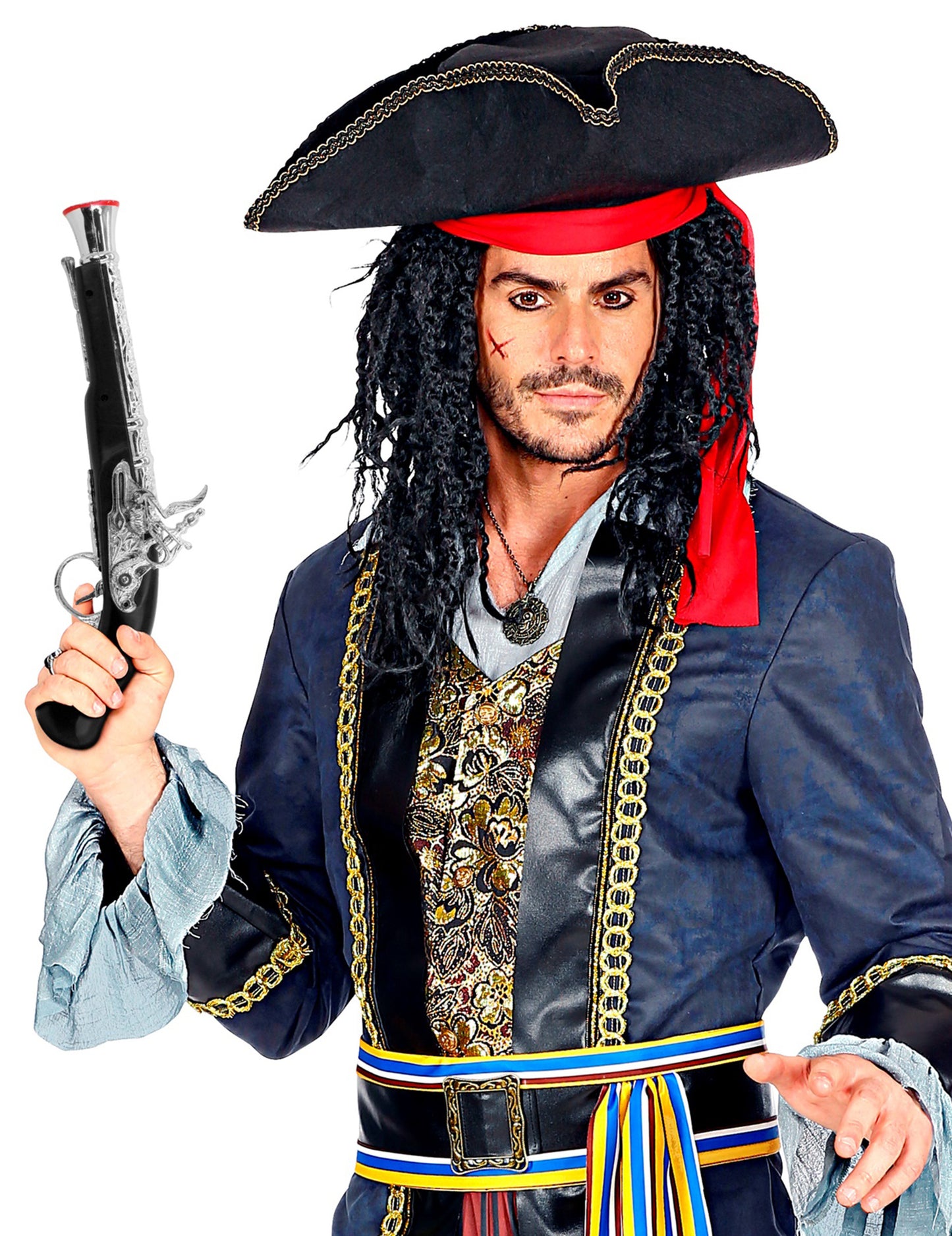 Črna plastična piratska pištola 34 cm