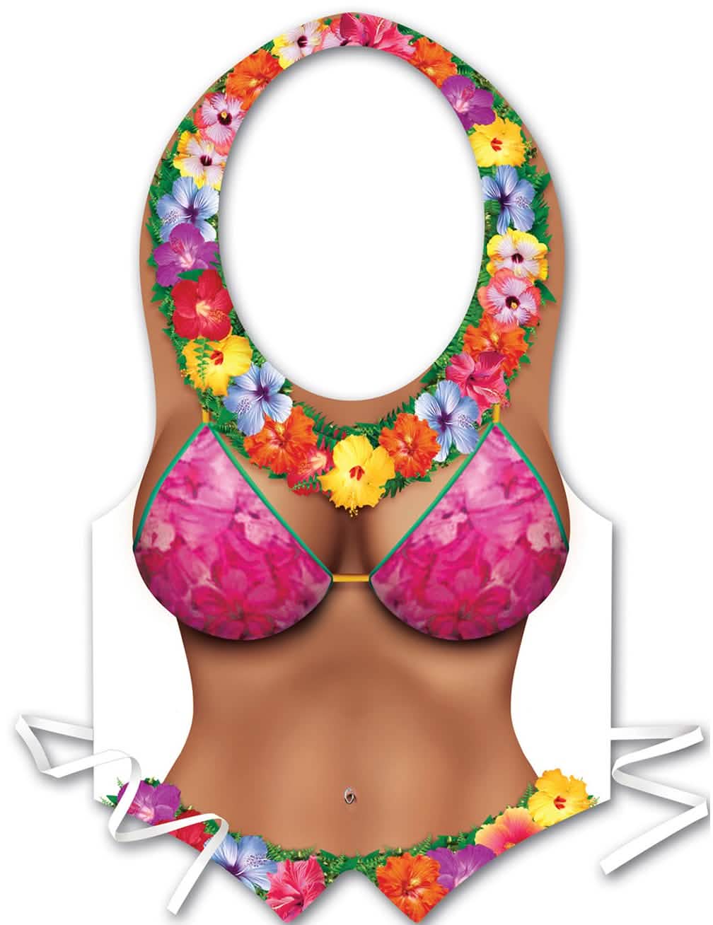 Plastična predpasnik havaji za ženska z roza bikini potiskom in pisanimi rožami