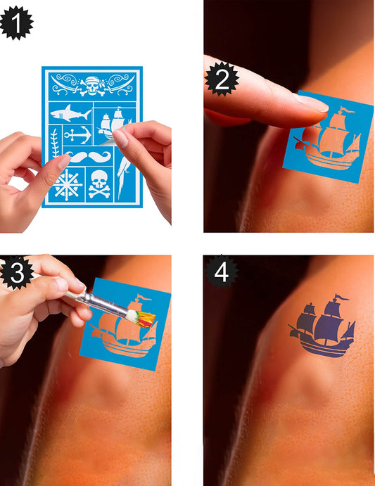 Étapes d'utilisation des pochoirs de maquillage pirate