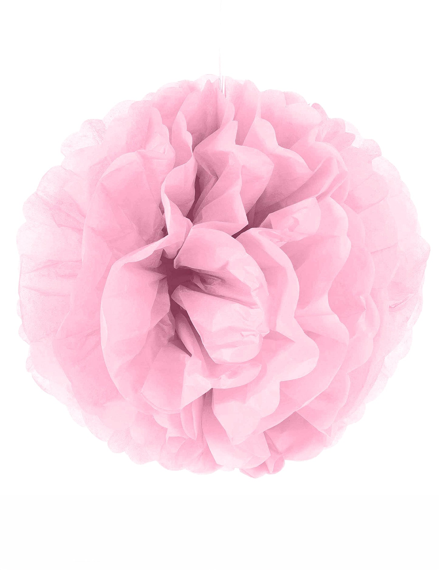 Pompom za obešanje v roza papir 35 cm