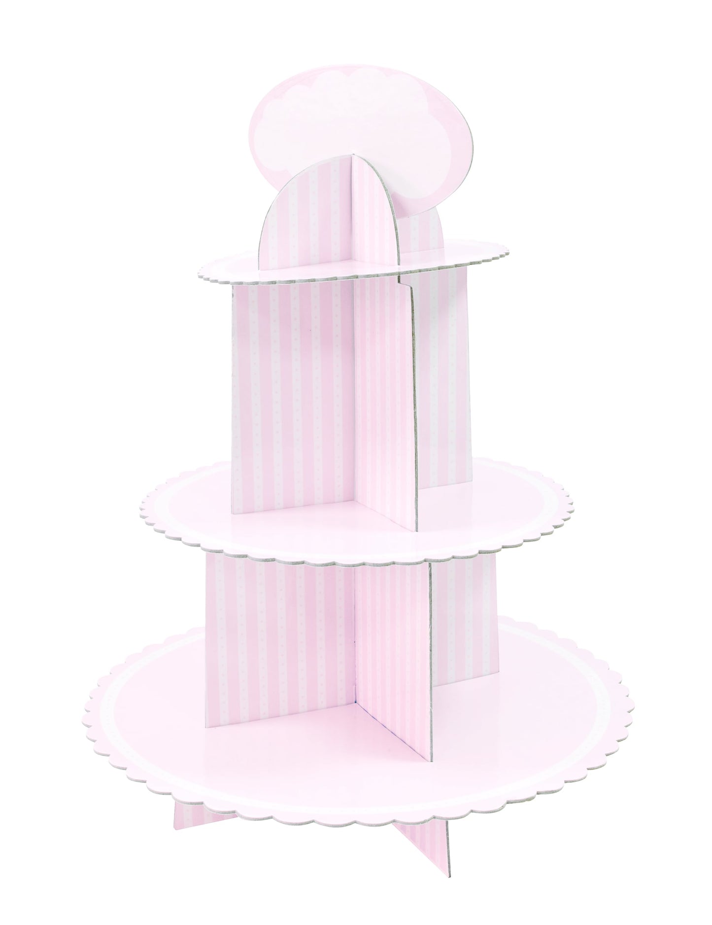 Vue de trois quarts du présentoir à cupcake en carton pour anniversaire