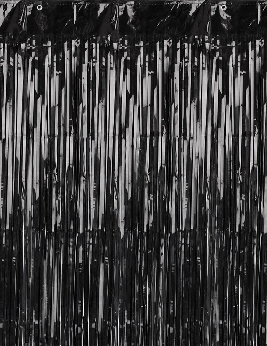 Détail de la texture du rideau scintillant noir pour décoration de fête
