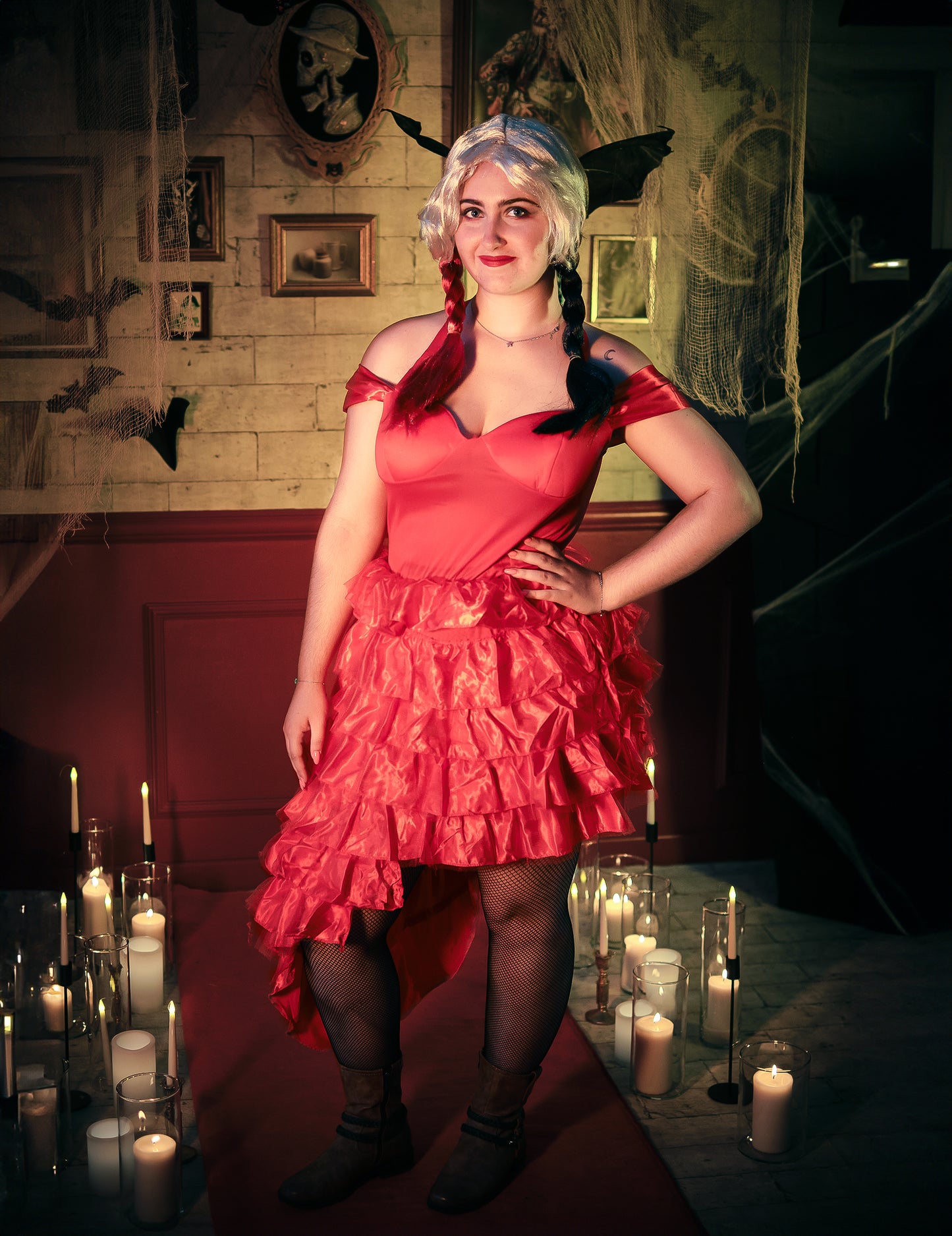 Ženska noro rdeča obleka Hurlequin