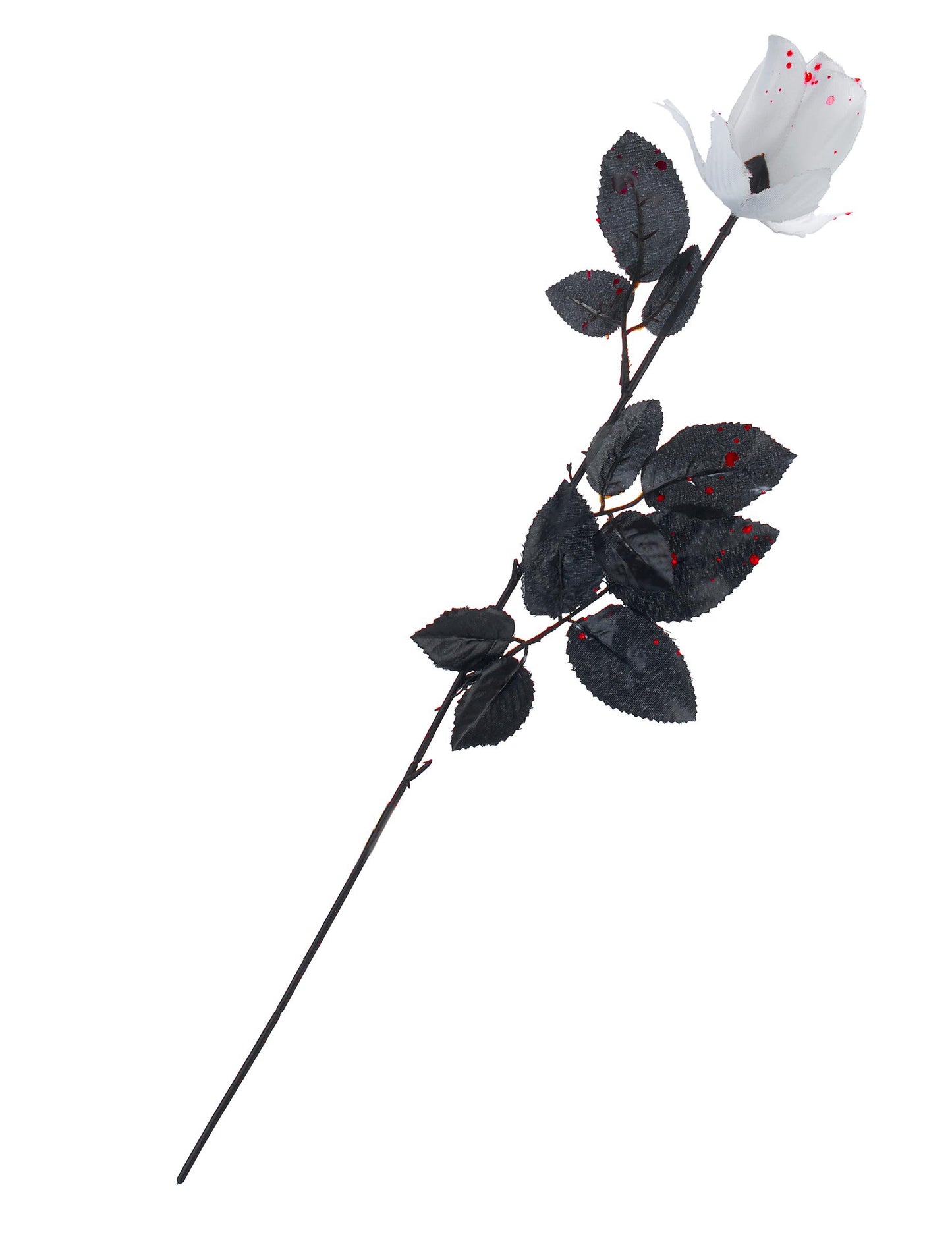 Bela in črna krvava vrtnica za Noč čarovnic s krvavimi madeži