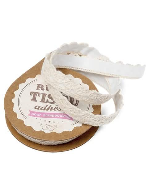 lepilni čipkasti tekstilni trak za scrapbooking v barvi slonovine