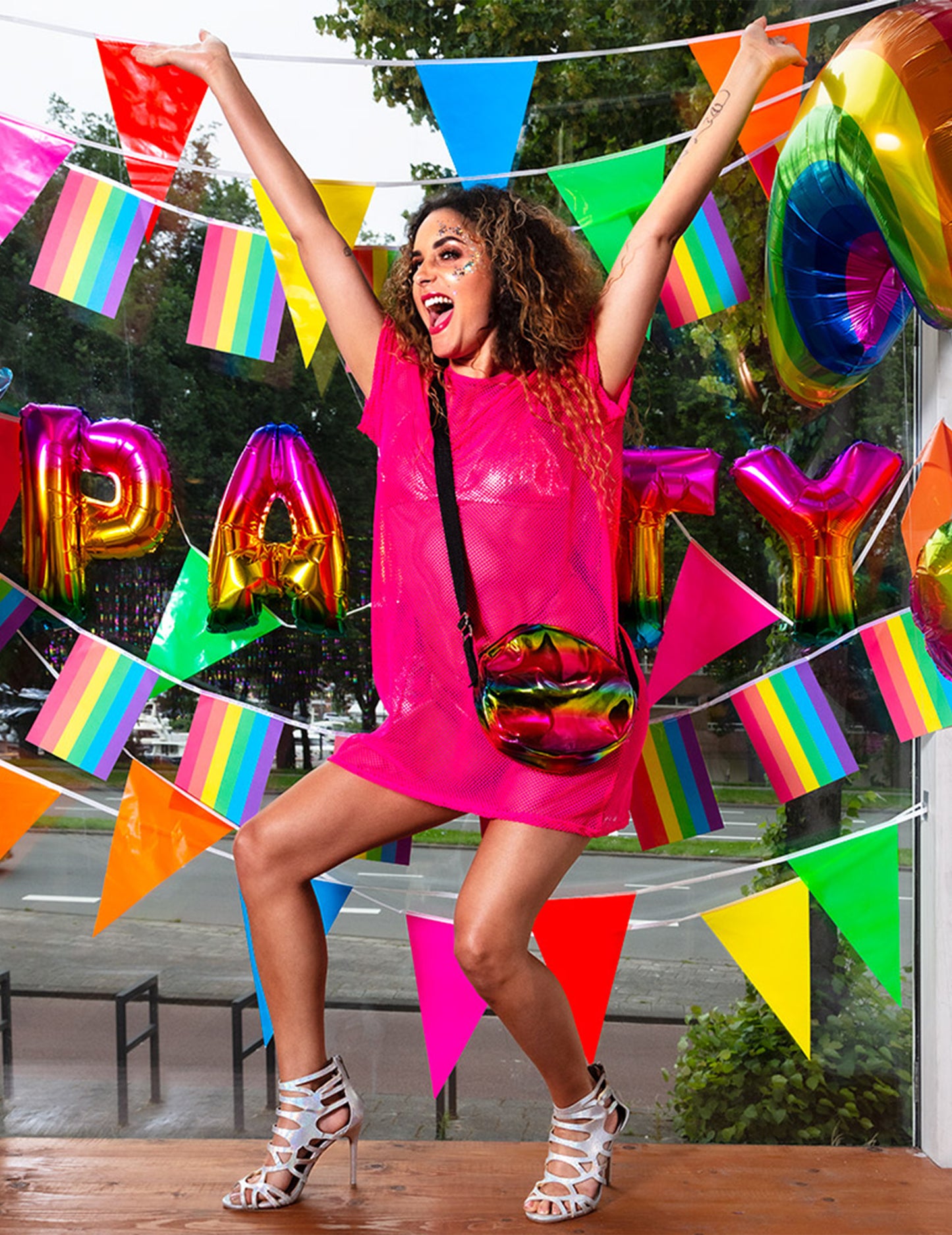 Okrogla torba v torbah holografska mavrica