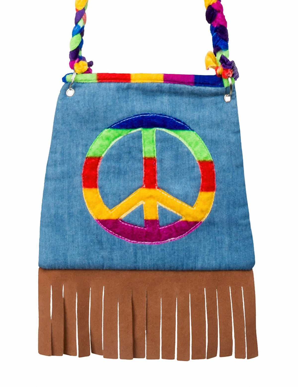 Velik plan vzorca peace and love in resic torbe hipi za odrasli