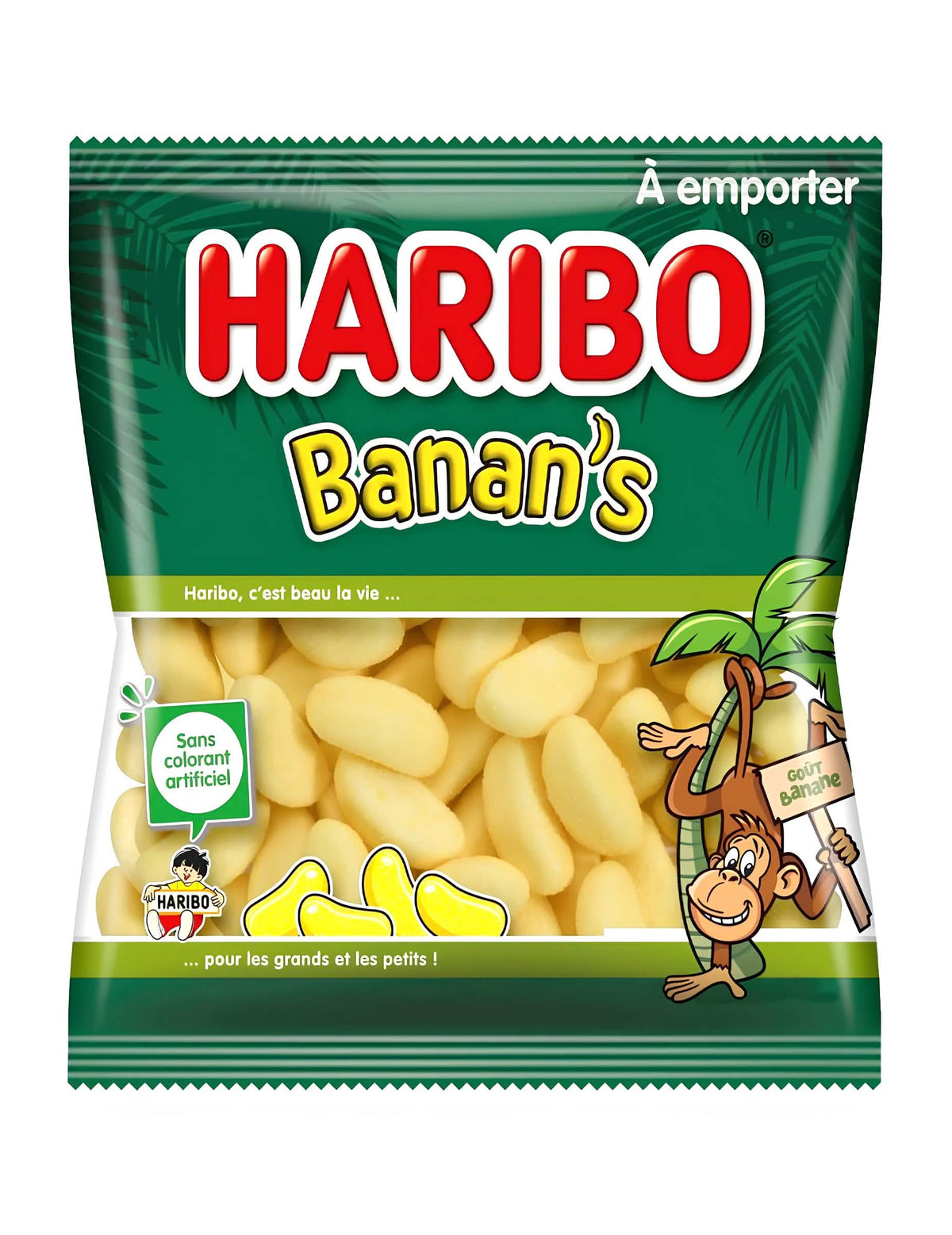 Vrečka bombonov Banane Haribo za odrasle in otroke rumena