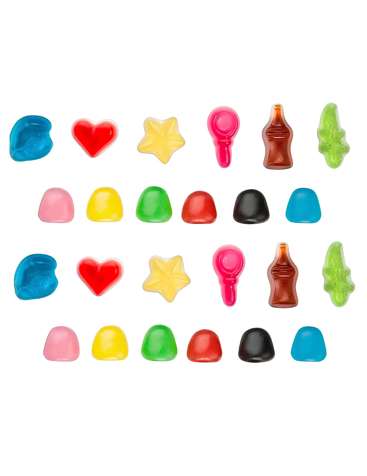 Podrobnosti o različnih oblikah sladkarij iz vrečke sladkarij Happy'Life Haribo