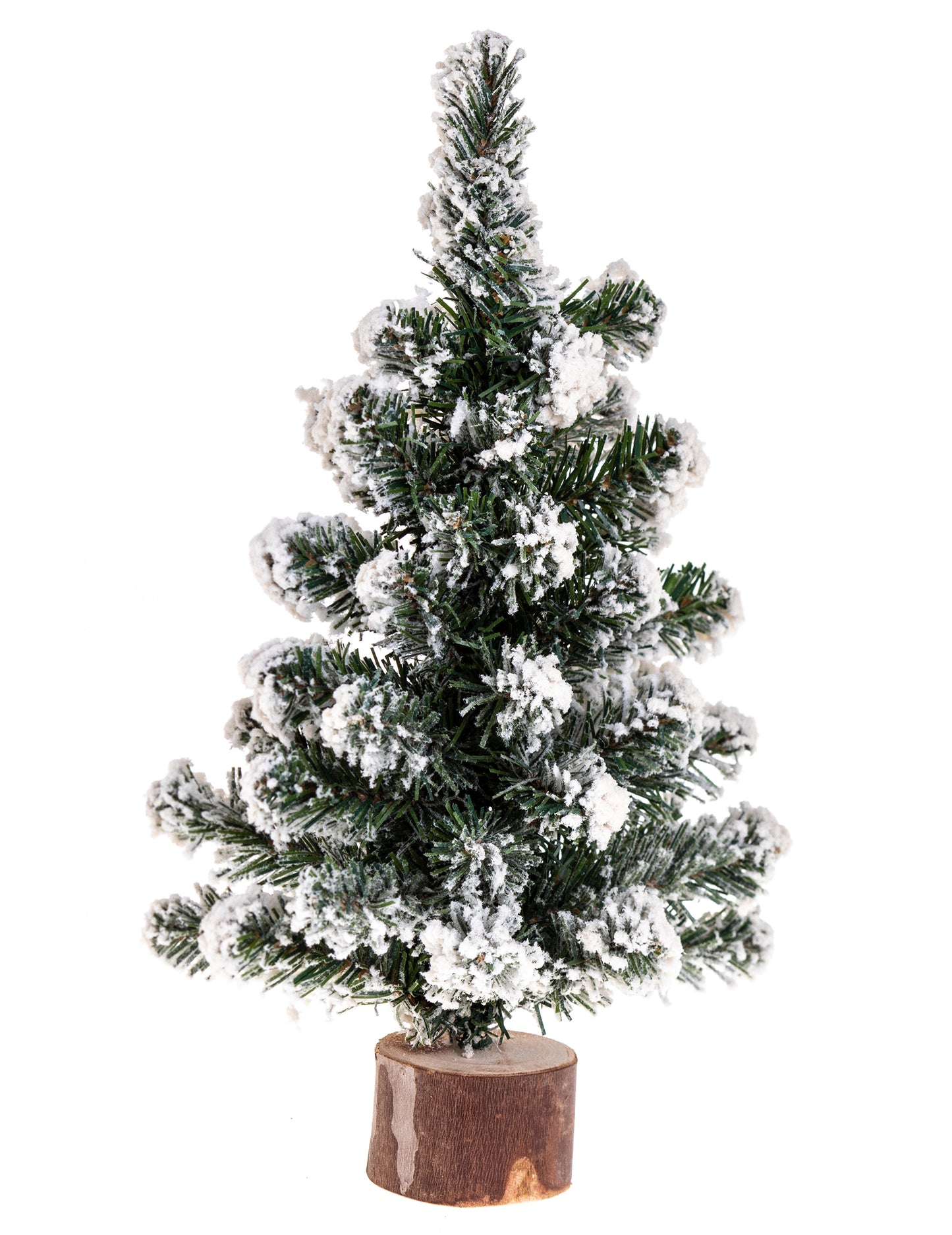 S snegom prekrita namizna jelka na hlodu 25 cm pijača
