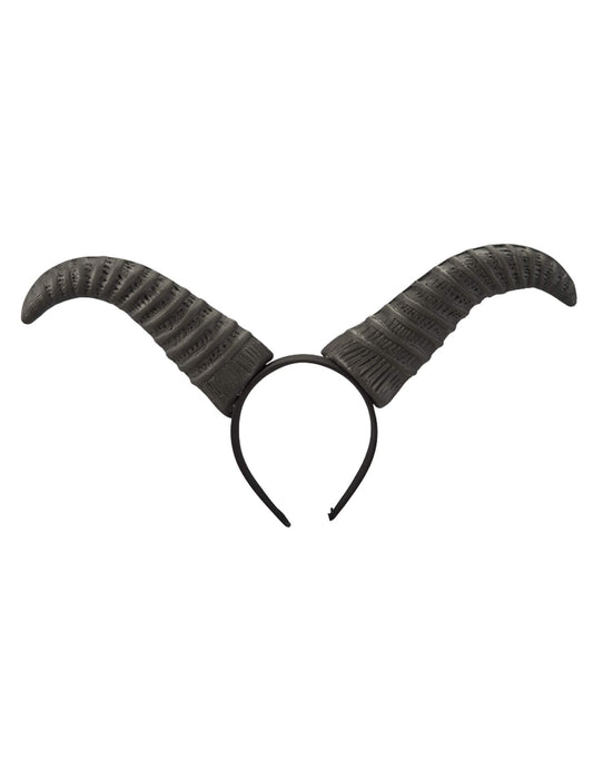 Vue de face du serre-tête cornes sorcière pour adulte