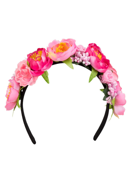 Serre-tête fleurs roses adulte