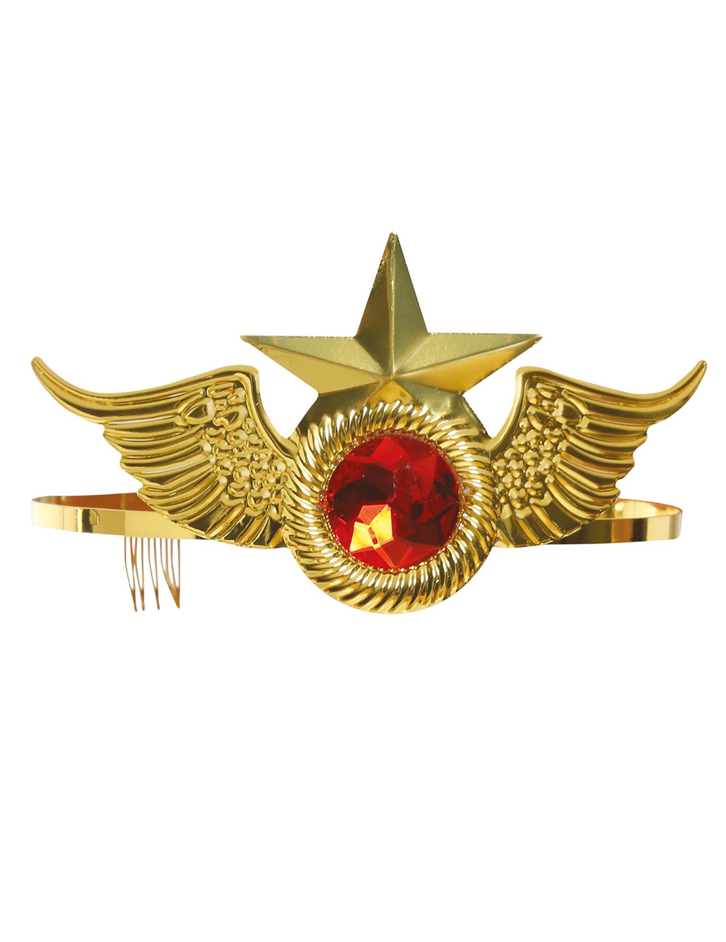 Gold Metal Headband s super heroino rdečo kamnito žensko
