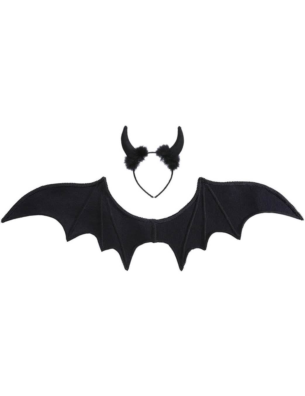 Pogled na krila in naglavni trak seta za ženskega halloween demona