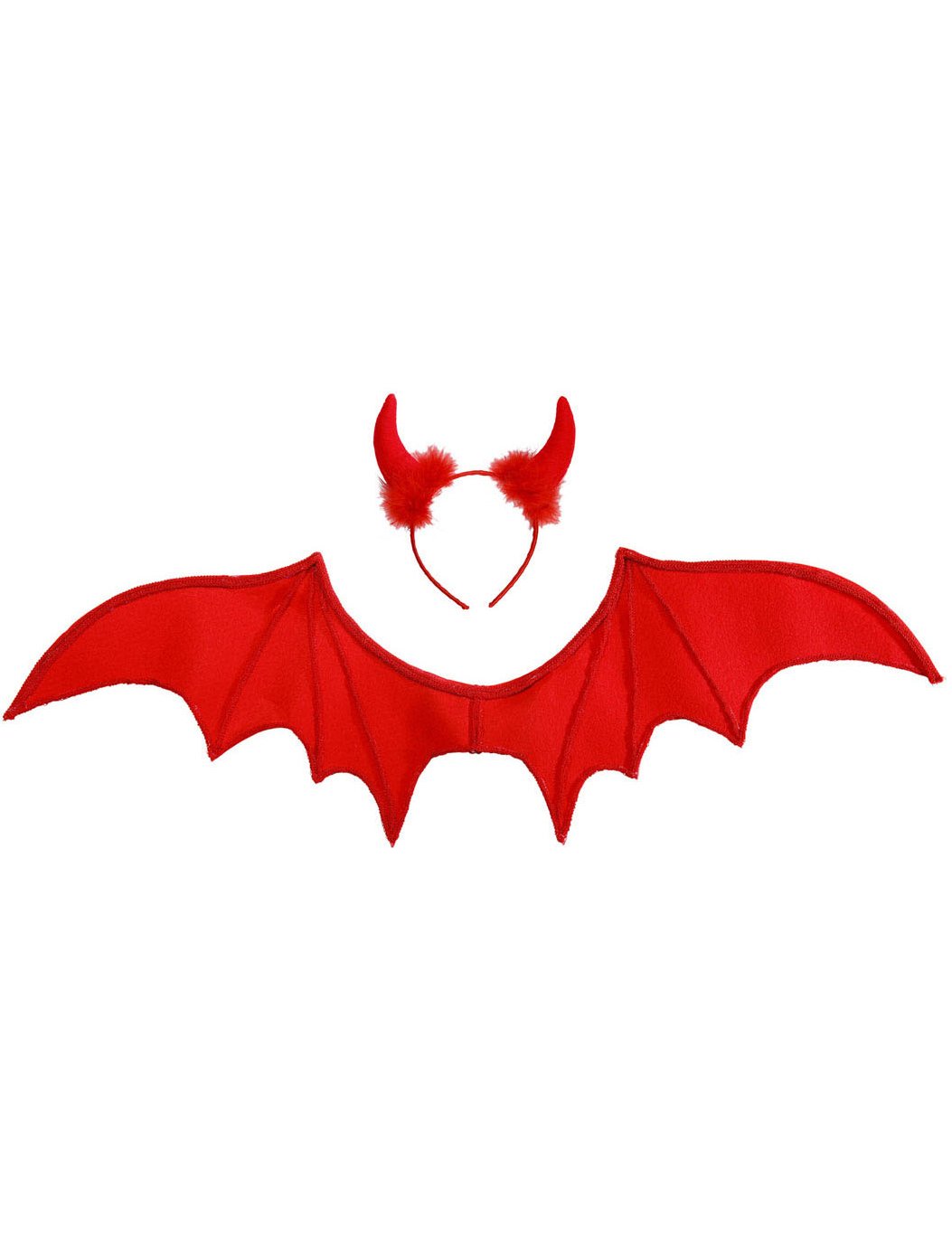 Podrobnosti o krilih in naglavnem traku rdečega halloweenskega demona