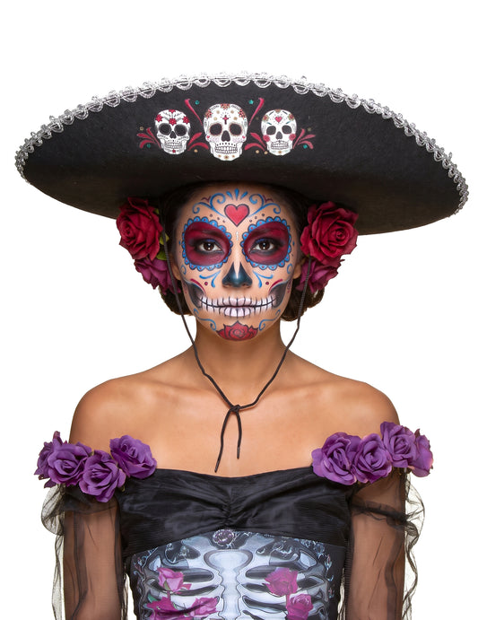 Black Sombrero Dia de Los Muertos Srebrni zaključki