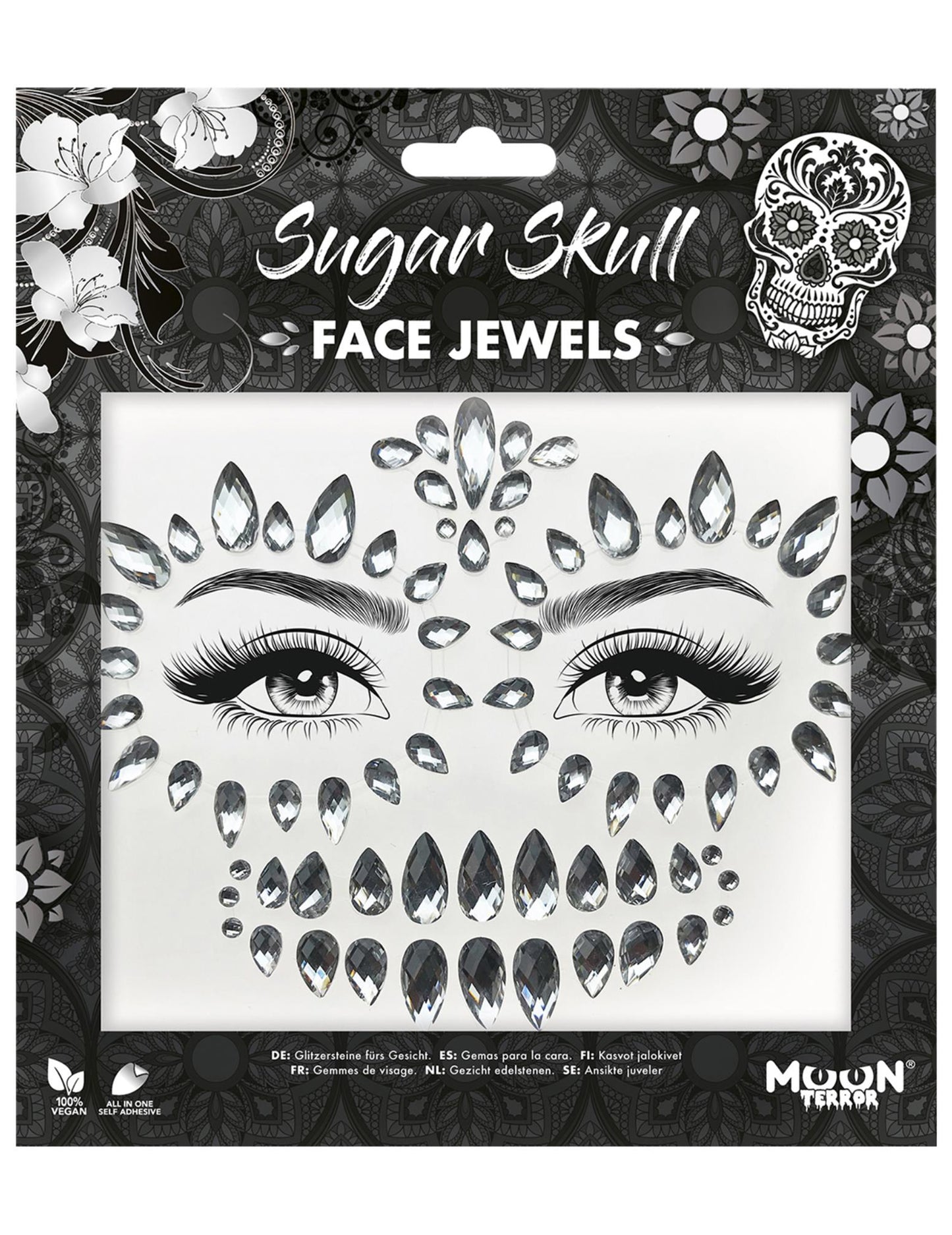 Skeleton Face Adhesive Rhinestones