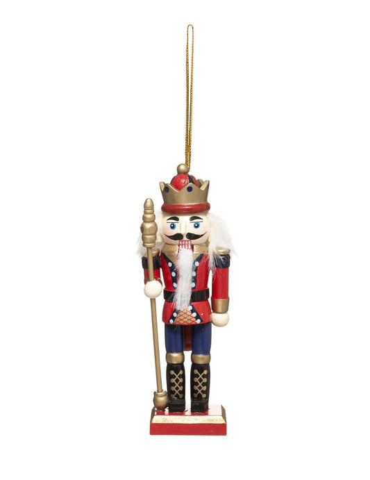 Détail du sceptre doré de la suspension casse-noisette en bois soldat traditionnel
