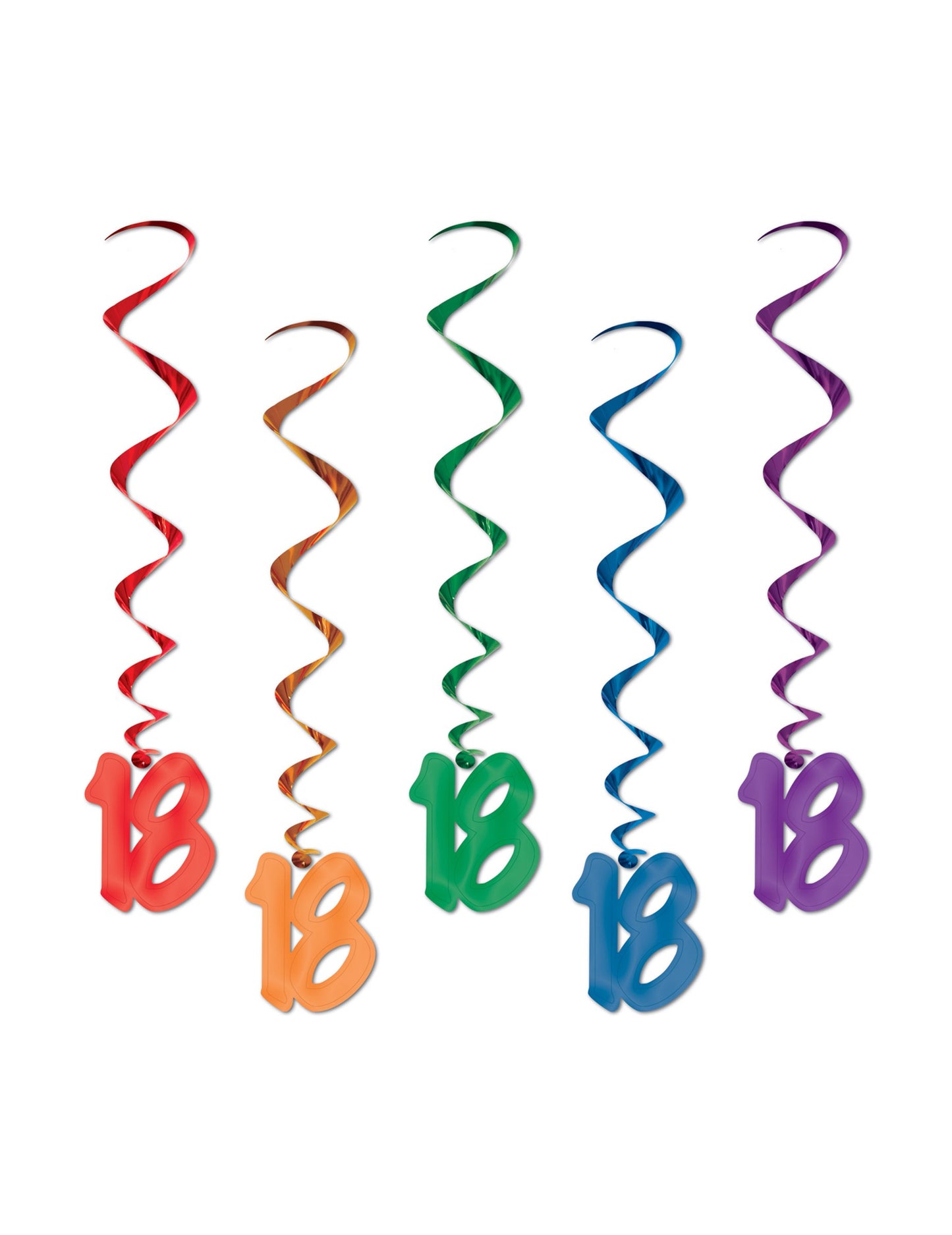 5 Suspensions en spirales 18 ans pour anniversaire multicolores