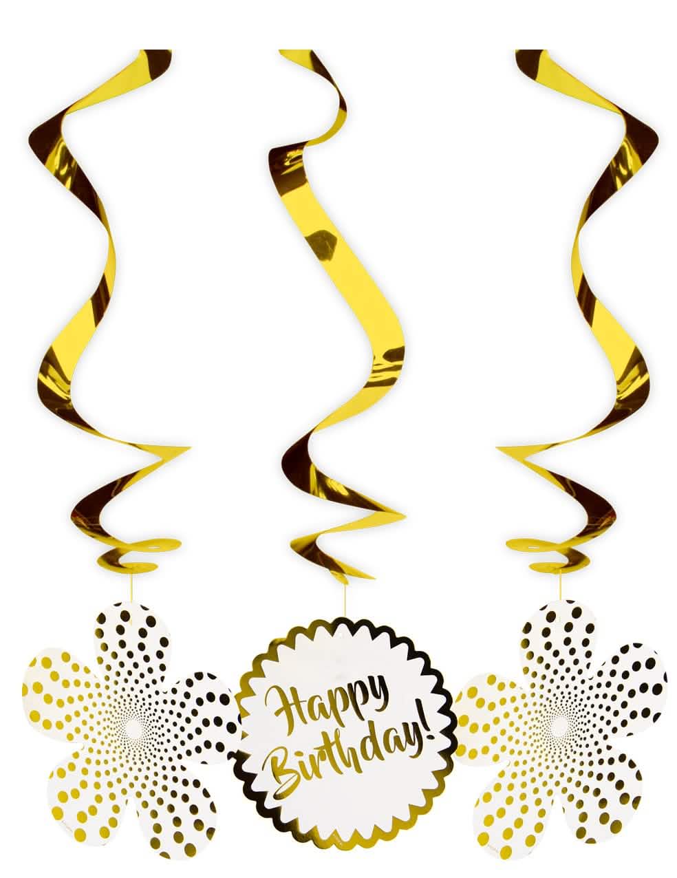 Spiralni viseči okraski happy birthday za rojstni dan, zlati, luksuz