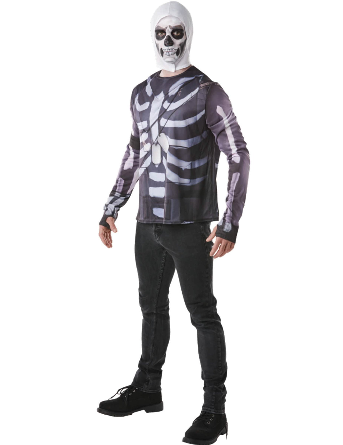 majice in cagula Skull Trooper Fortnite™ za odrasli črno in belo z motivom okostja