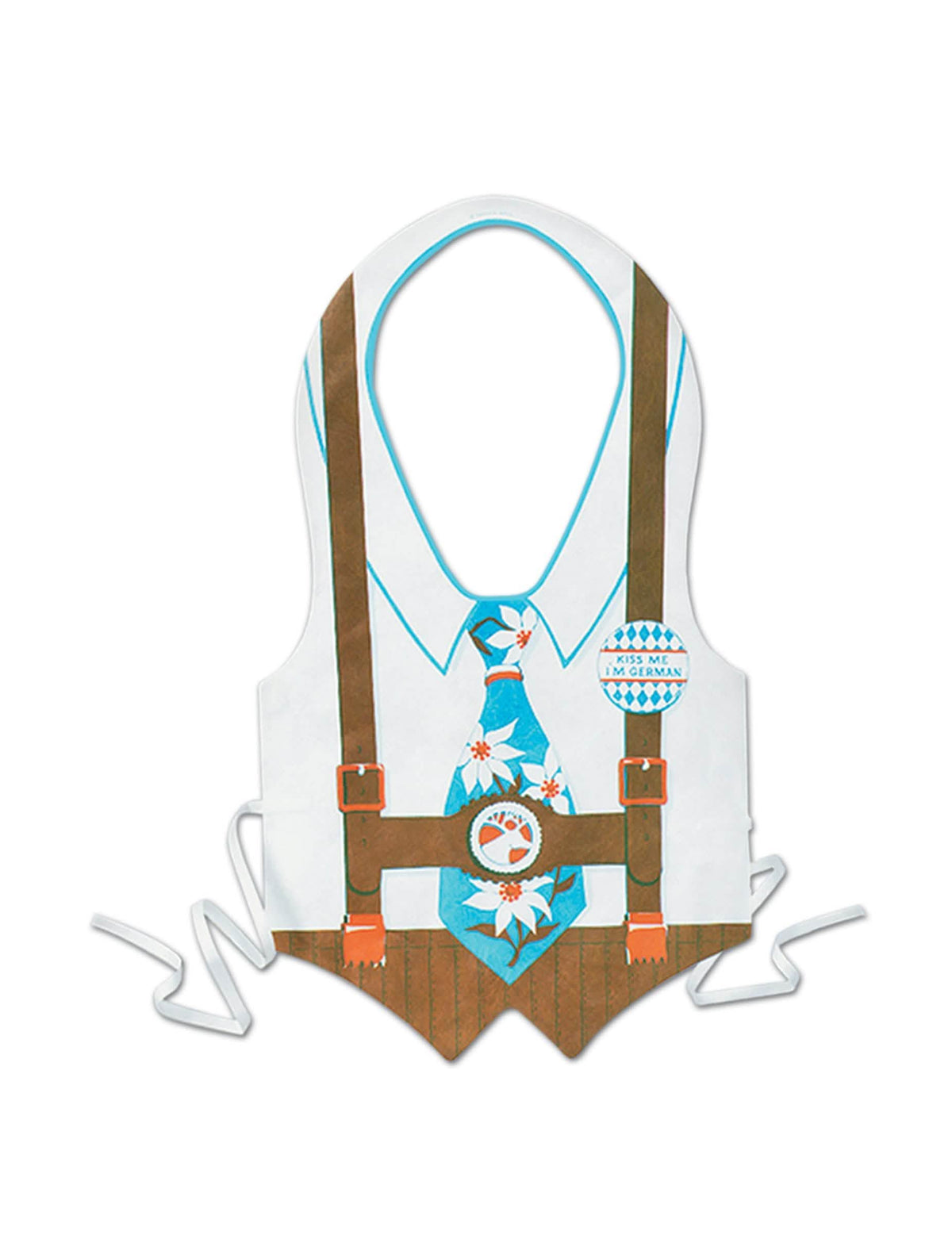 Pivski festival Edelweiss predpasnik za odrasli, bela in rjava z modro cvetlično kravato