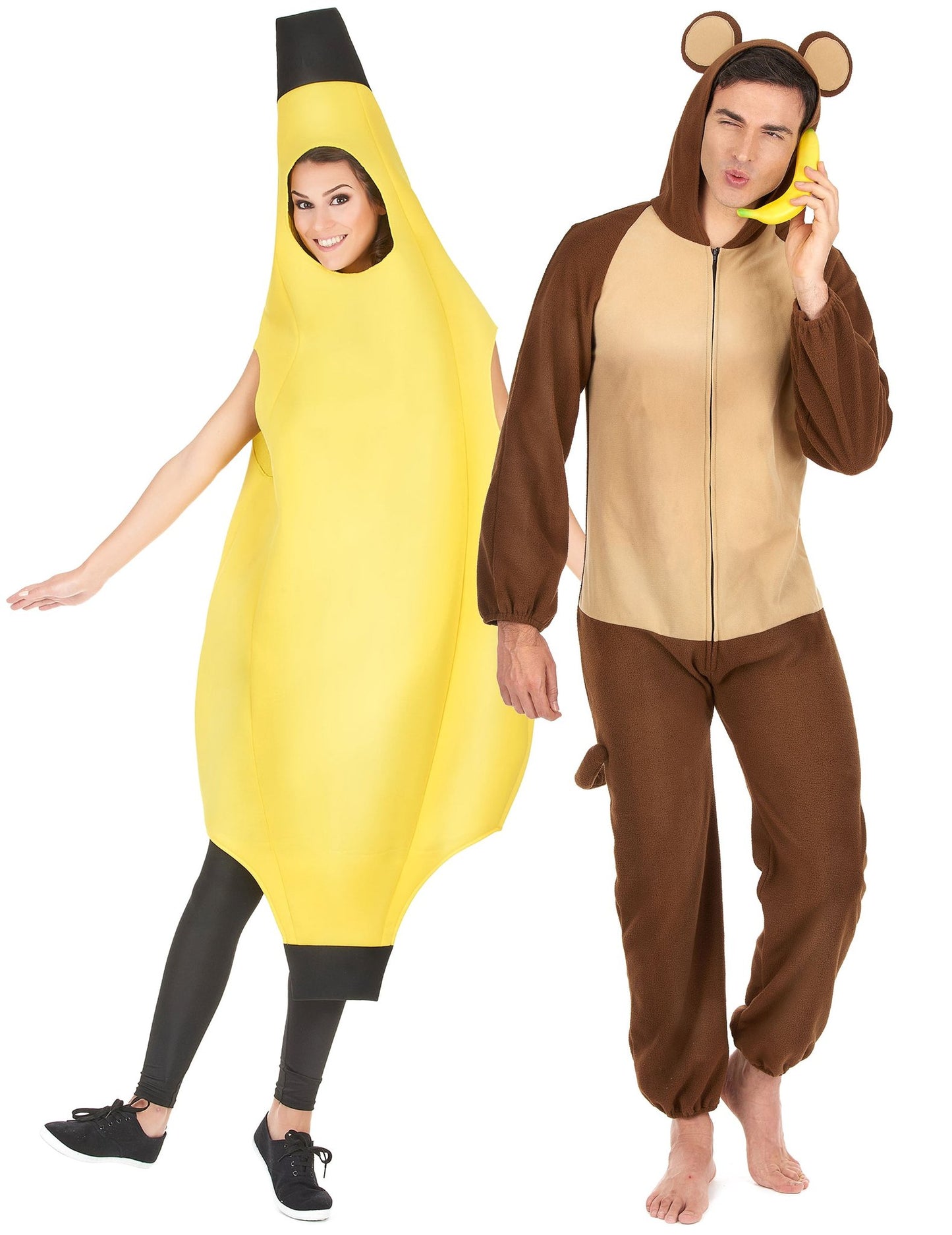 Pustni kostum za par: banana in odrasla opica