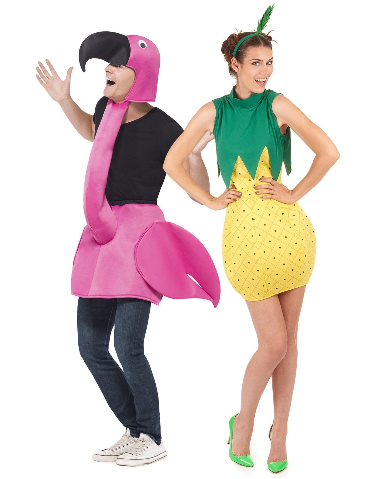 Maske za par: rožnati flamingo in ananas